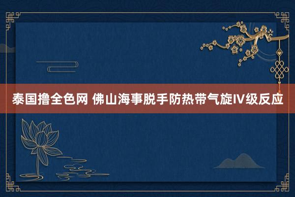 泰国撸全色网 佛山海事脱手防热带气旋Ⅳ级反应