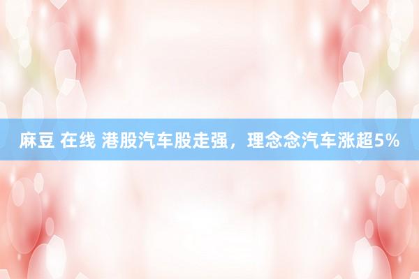 麻豆 在线 港股汽车股走强，理念念汽车涨超5%