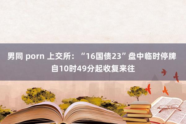 男同 porn 上交所：“16国债23”盘中临时停牌 自10时49分起收复来往
