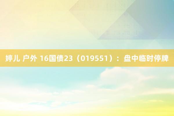 婷儿 户外 16国债23（019551）：盘中临时停牌