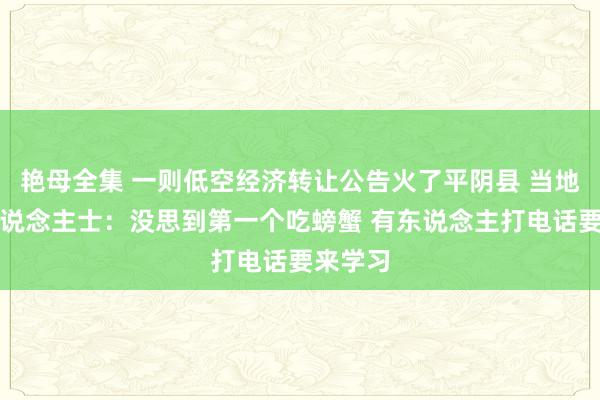 艳母全集 一则低空经济转让公告火了平阴县 当地政府东说念主士：没思到第一个吃螃蟹 有东说念主打电话要来学习