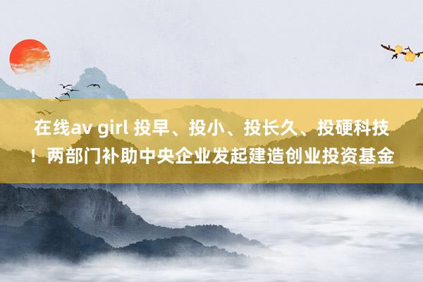 在线av girl 投早、投小、投长久、投硬科技！两部门补助中央企业发起建造创业投资基金